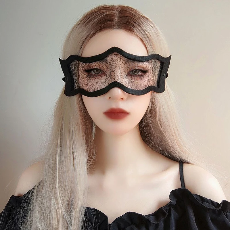 

Cosplay Cute Women Masquerade Masks Half Face Mesh Polka Dots Fashion Punk Easter Valentine Party Bar Show Festival Accessories