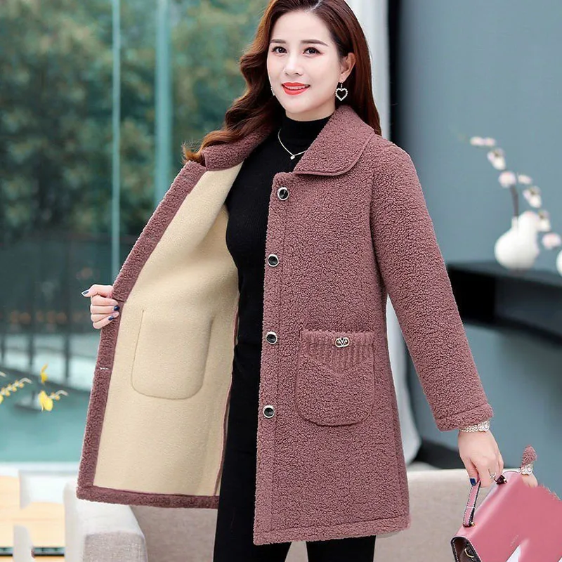New Middle-aged Women Clothing Plus Velvet Thick Imitation Lamb Wool Jacket Autumn Winter Long Woolen Coat Casual Parka Overcoat
New Middle-aged Women Clothing Plus Velvet Thick Imitation Lamb Wool Jacket Autumn Winter Long Woolen Coat Casual Parka Overcoat