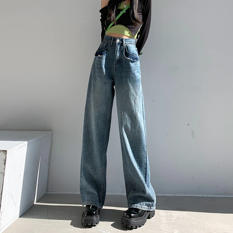 High Waisted Jeans For Women Blue Straight Wide Leg Denim Pants Trousers Mom Jeans Baggy Cowboy Trousers New Fashion Spring
High Waisted Jeans For Women Blue Straight Wide Leg Denim Pants Trousers Mom Jeans Baggy Cowboy Trousers New Fashion Spring