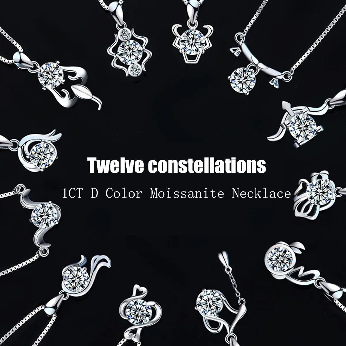 Ожерелье из серебра 925 пробы с муассанитом, 1 карат, 12 созвездий
Ожерелье из серебра 925 пробы с муассанитом, 1 карат, 12 созвездий