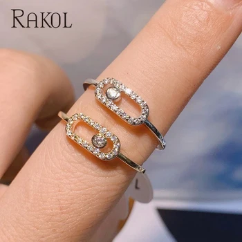 RAKOL 고딕 할로우 아웃 스퀘어 심플 신부 큐빅 지르코니아 손가락 반지, 여성용 패션 비드, 학생 결혼식 특이한 쥬얼리