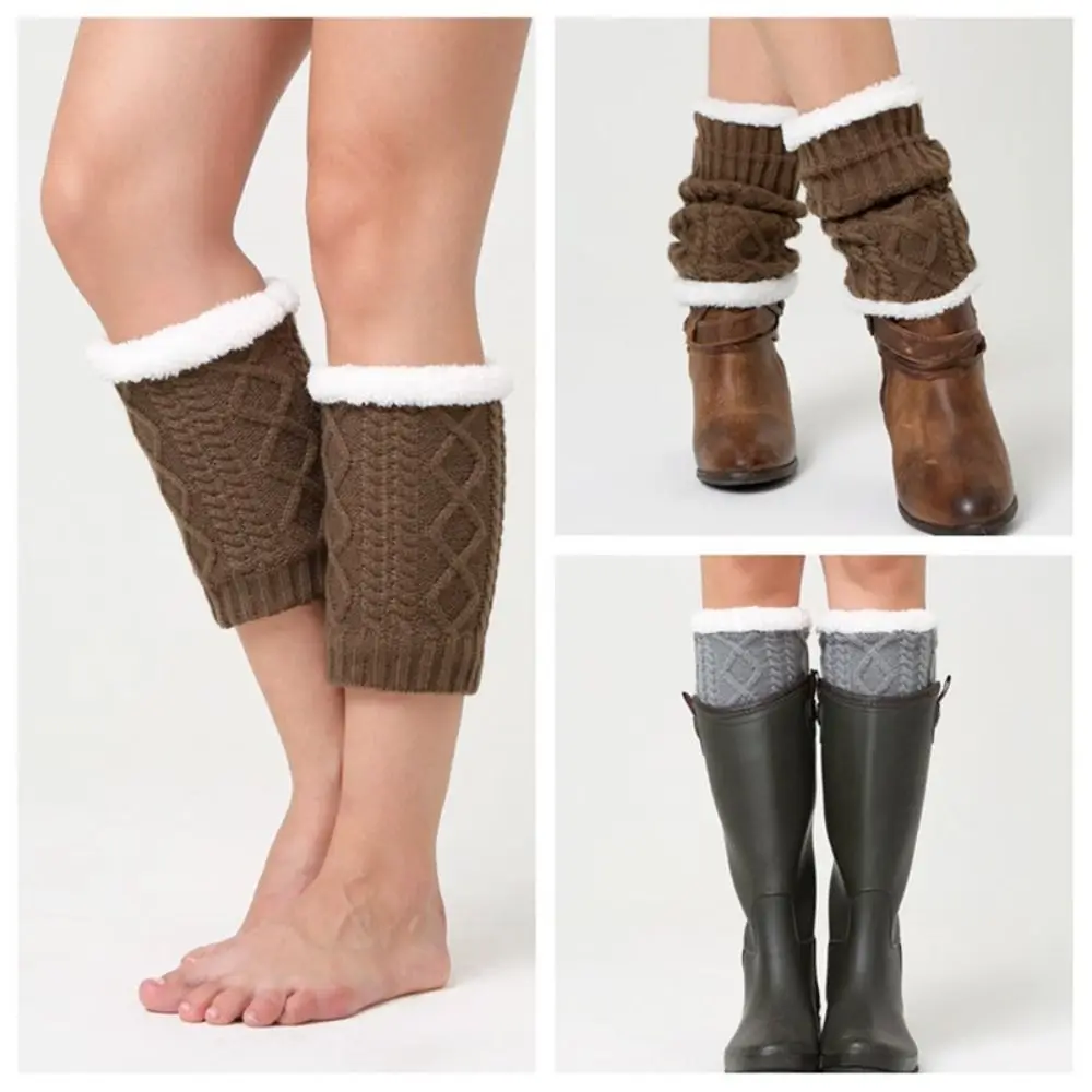 

Thickened Ankle Leg Warmers Gifts Woolen Knitted Boot Covers Crochet Fleece Boot Cuffs Toppers Socks Winter