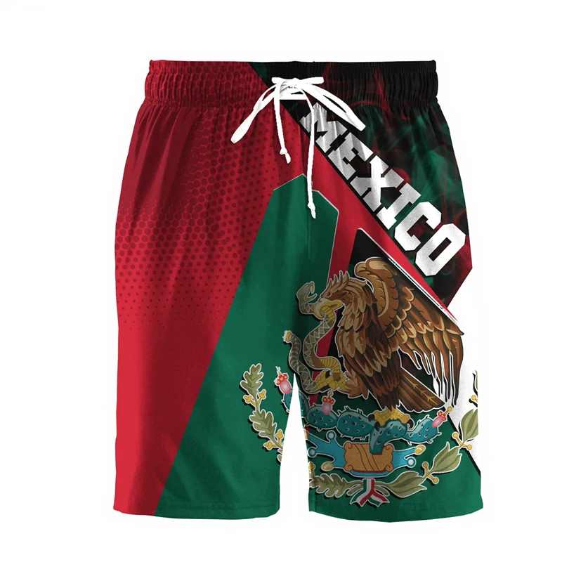 

Mexico National Flag Emblem 3d Print Graphic Men's Short Pants New Fashion Oversized Sportwear Trunks Daily Leisure Beach Shorts