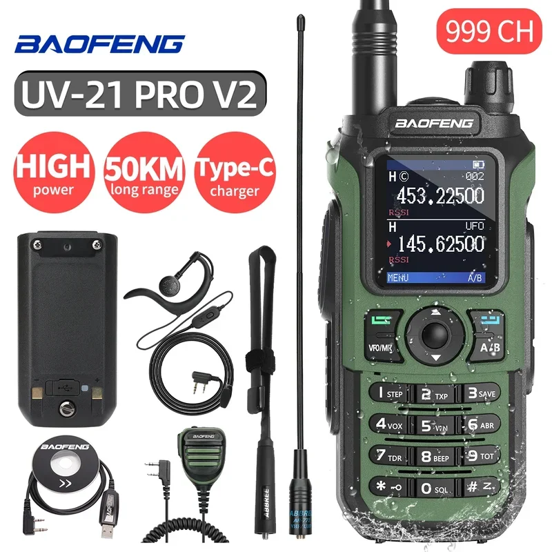 Baofeng UV-21 Pro V2 Walkie Talkie Wireless Copy Frequency Tri Band Powerful Long Range Two Way Radio UV-5R Radio
Baofeng UV-21 Pro V2 Walkie Talkie Wireless Copy Frequency Tri Band Powerful Long Range Two Way Radio UV-5R Radio