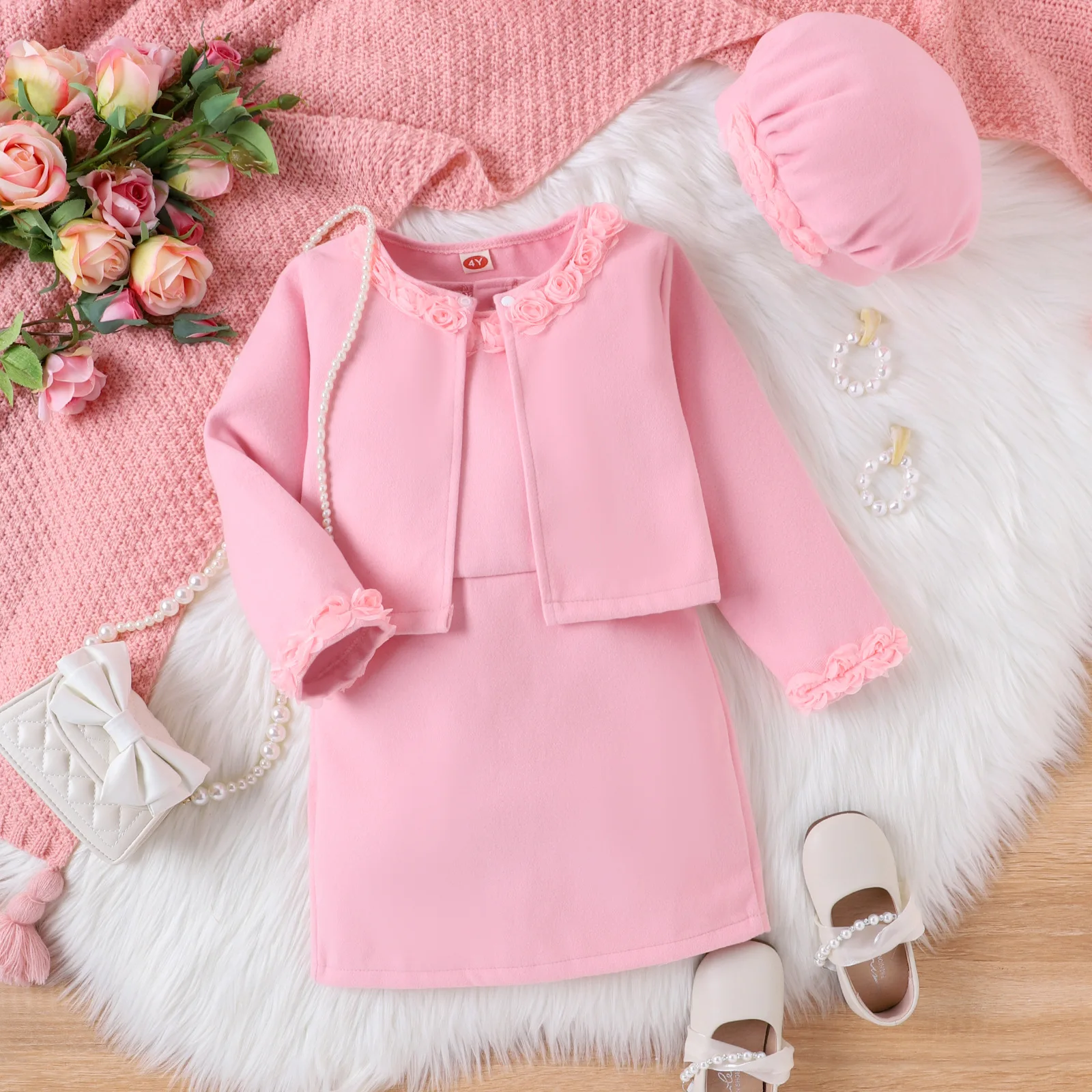 Girls Clothes Dress Little Fragrant Wind Girls Rose Blossom Woolen Long Sleeve Coat+Dress+Hat Princess Dinner Kids Dress Outfits
Girls Clothes Dress Little Fragrant Wind Girls Rose Blossom Woolen Long Sleeve Coat+Dress+Hat Princess Dinner Kids Dress Outfits