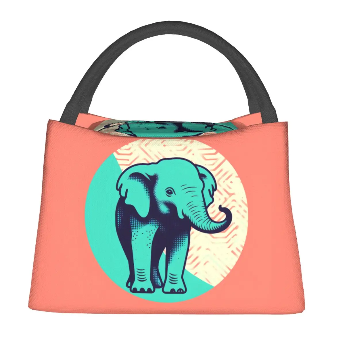 

Elephant Lunch Bag Simple Circle Fashion Lunch Box Travel Portable Thermal Tote Handbags For Unisex Oxford Custom Cooler Bag