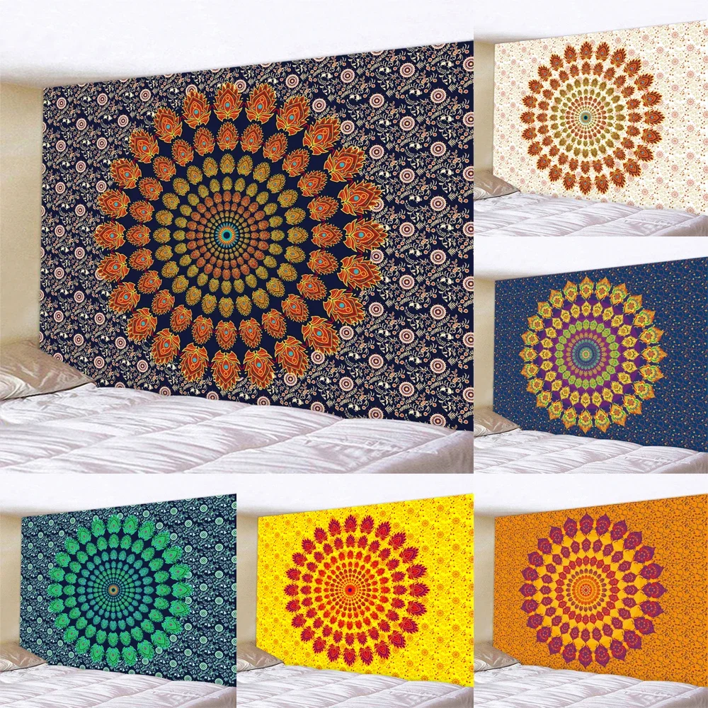 

Indian large size mandala home decoration tapestry hippie bohemian psychedelic scene bedroom wall decoration tapestry yoga mat