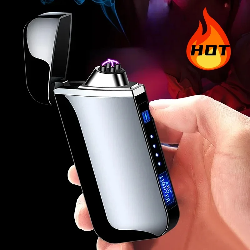 Hot Metal Windproof Pulse Plasma USB Electric Double Arc Lighter Outdoor Cigar Portable LED Display Lighter Men's Gift
Hot Metal Windproof Pulse Plasma USB Electric Double Arc Lighter Outdoor Cigar Portable LED Display Lighter Men's Gift