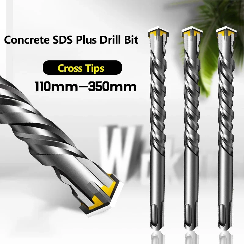 

4 Cutters Concrete SDS Plus Drill Bit Cross Tips 110mm 150 200 350mm Wall Brick Block Electric Hammer Masonry Drilling Bits