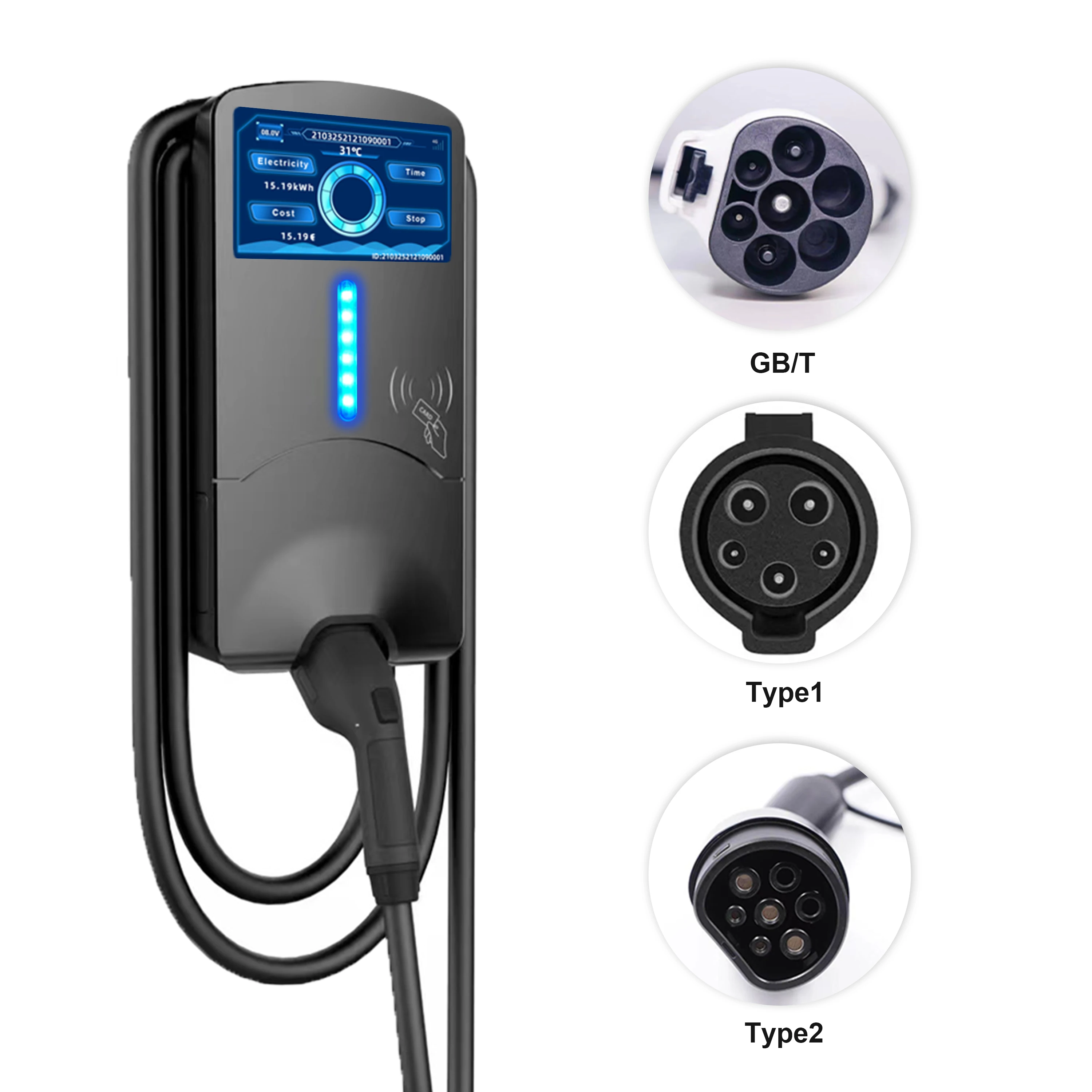 

Commercial Portable 32a 7KW Evse Electric Car Vehicle Ac Ev Charger Power Station Fast Wall-mounted Charging Station