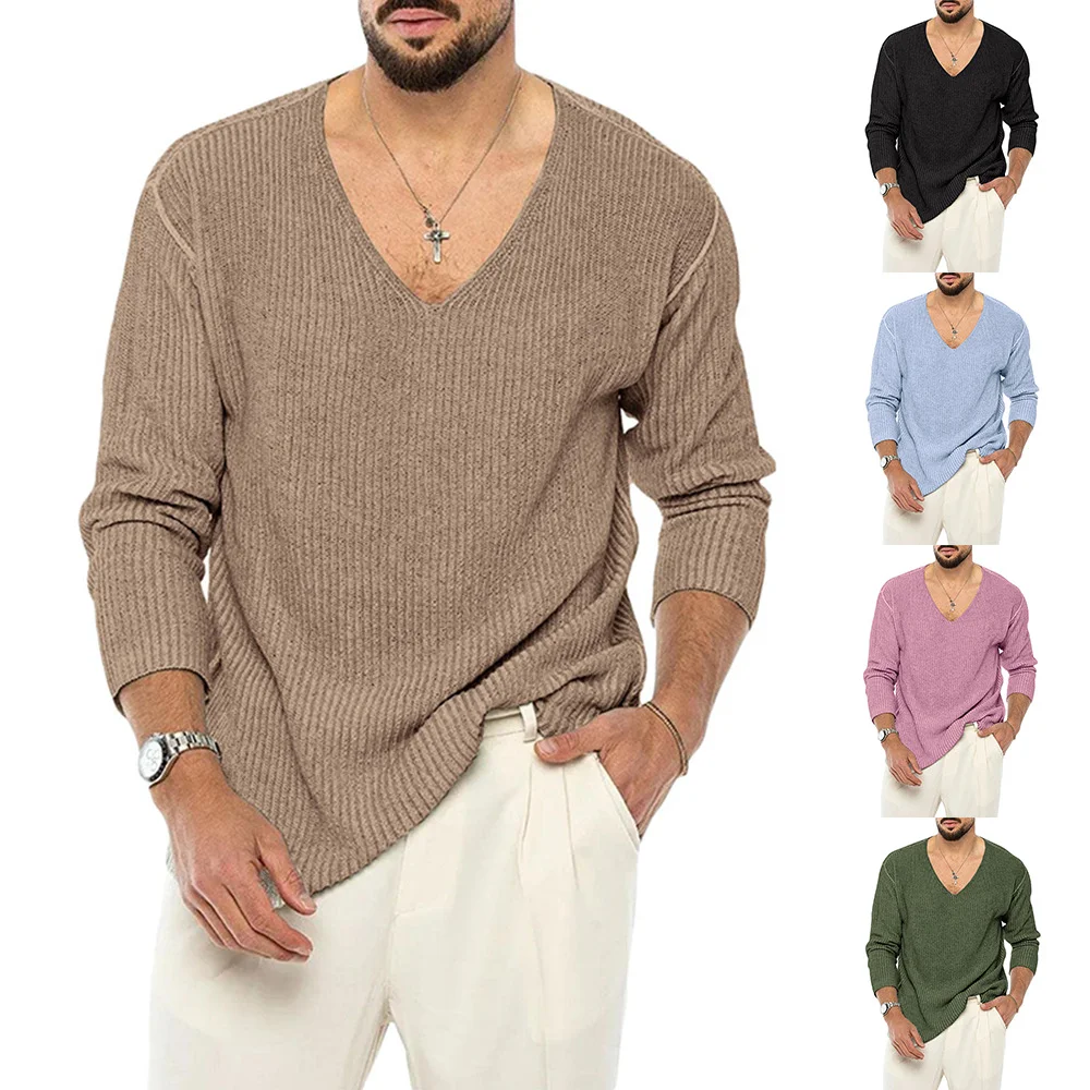 Men's Sweater Sprign Autumn V Neck Knitted Top Casual Solid Color Long Sleeve Fashion Pullover Male Sweater
Men's Sweater Sprign Autumn V Neck Knitted Top Casual Solid Color Long Sleeve Fashion Pullover Male Sweater