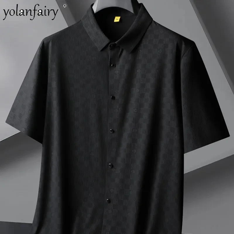 New Summer Shirts for Men Plus Size Ice Silk Short Sleeved Seamless Elastic Top 8XL Camisa Masculina
New Summer Shirts for Men Plus Size Ice Silk Short Sleeved Seamless Elastic Top 8XL Camisa Masculina