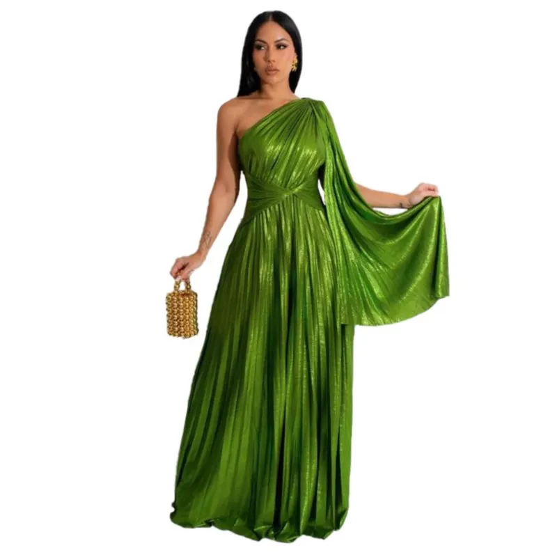 Late African Dresses For Women Summer And Autumn New Chic One Shoulder Pleated Maxi Dress Robe Elegant Wedding Party Long Dress
Late African Dresses For Women Summer And Autumn New Chic One Shoulder Pleated Maxi Dress Robe Elegant Wedding Party Long Dress