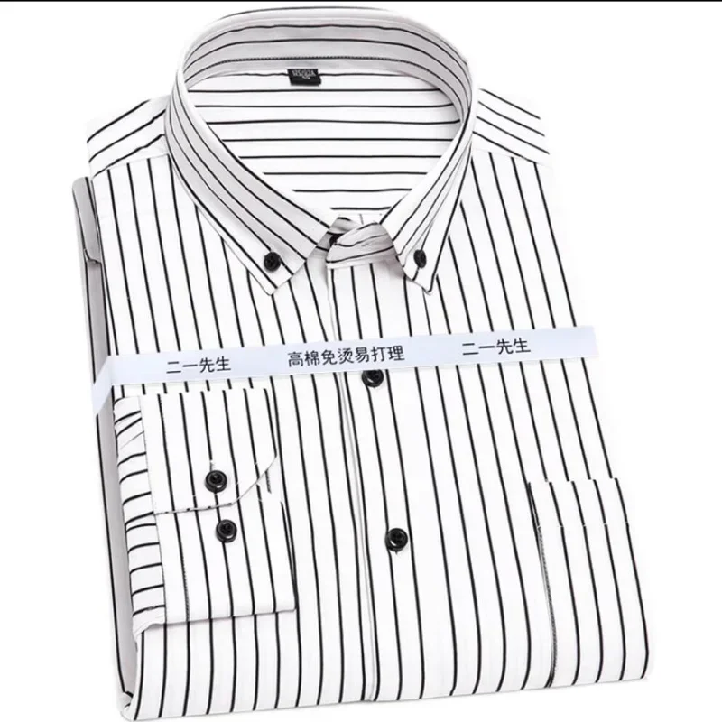 

Spring autumn striped shirts cotton men formal long sleeve simple shirt office loose dress shirt plus size 10XL 12XL 52 54 56