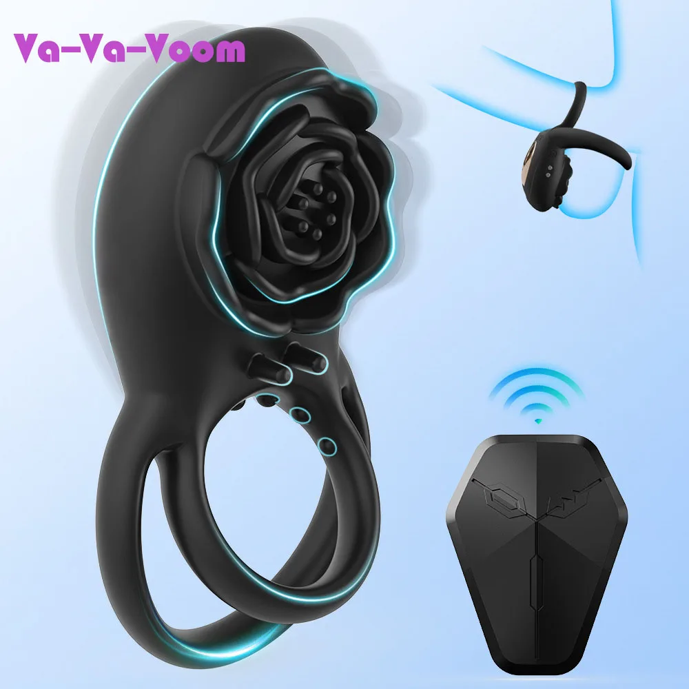 

Rose Lock Penis Ring 8-frequency Vibration Wireless Remote Control Male Stimulating Masturbator Wearable Delay Adult Sex Toy 18+