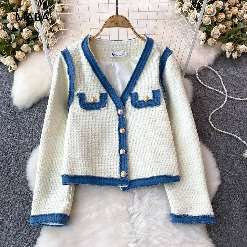 Y2k Tweed Small Fragrance Jacket Women Autumn Winter 2023 Long Sleeved V-neck Contrast Color Elegant Simple Streetwear Coats
Y2k Tweed Small Fragrance Jacket Women Autumn Winter 2023 Long Sleeved V-neck Contrast Color Elegant Simple Streetwear Coats