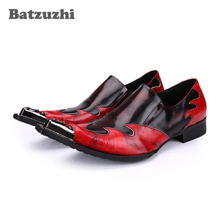 Роскошные мужские классические туфли Batzuzhi Rock, красные мужские кожаные деловые туфли с острым металлическим носком, Классические свадебные туфли для мужчин, большие размеры
Роскошные мужские классические туфли Batzuzhi Rock, красные мужские кожаные деловые туфли с острым металлическим носком, Классические свадебные туфли для мужчин, большие размеры