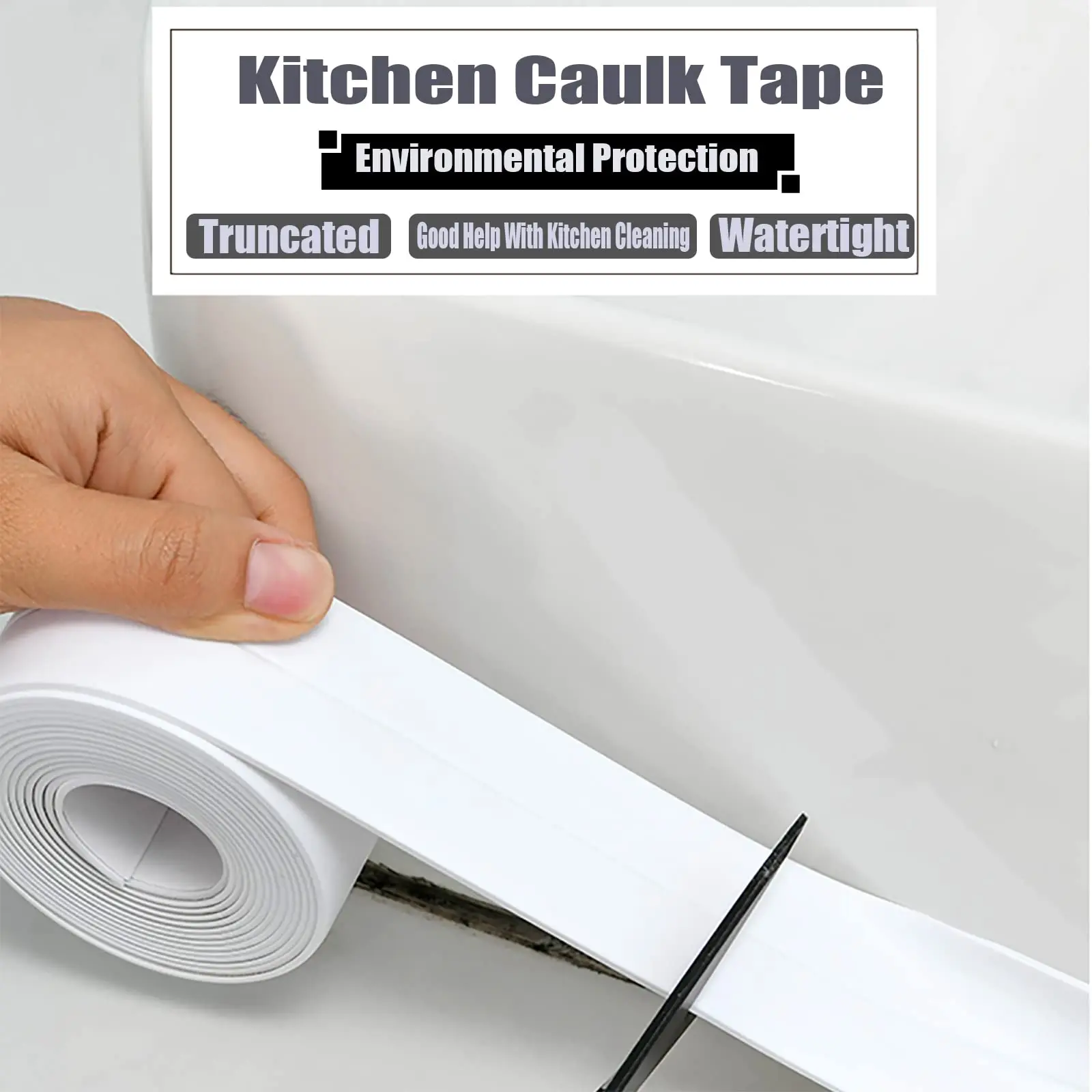 

Self Adhesive Caulk Tape For Bathroom And Kitchen Waterproof Mildew Proof Sealing Strip Toilet Bathtub Corner Sealer Countertop