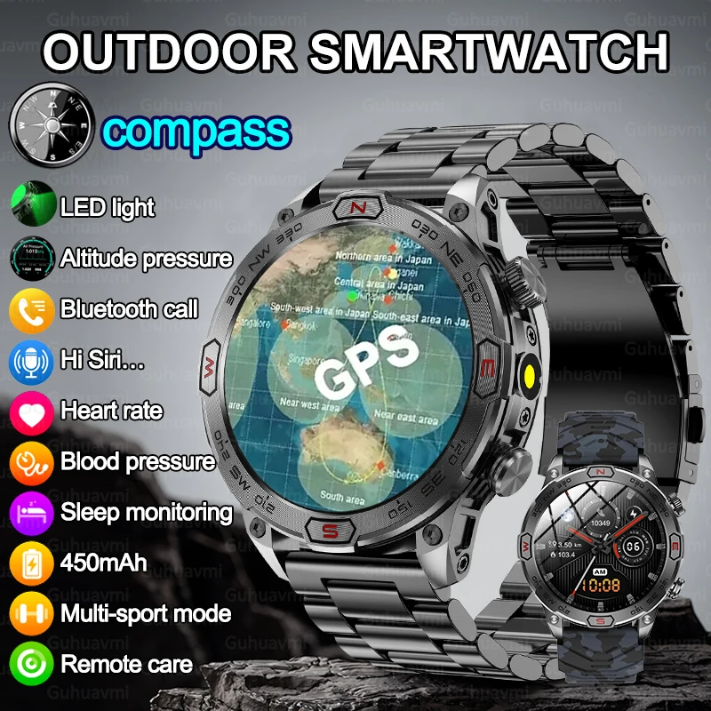 

2024 New GPS Track Smart Watch Men 1.43-Inch Ultra HD AMOLED Screen 450 Mah Battery Bluetooth Call SmartWatch For Huawei Xiaomi