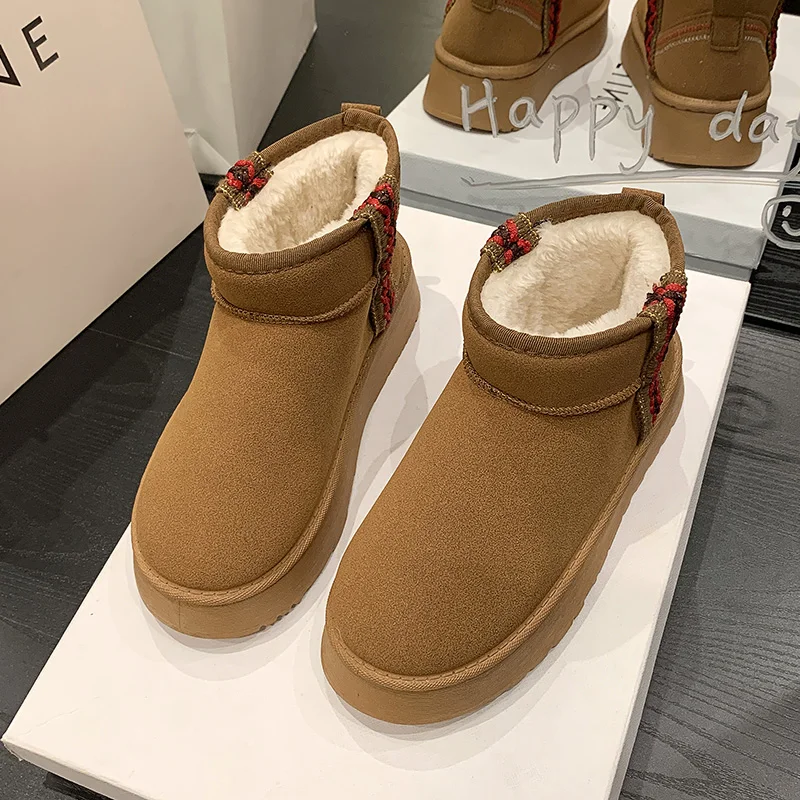 Winter Thick Soled Ethnic Wind Snow Boots Women's Flat Shoes Plush Warm Cowhide Short Boots Brown Green Black
Winter Thick Soled Ethnic Wind Snow Boots Women's Flat Shoes Plush Warm Cowhide Short Boots Brown Green Black