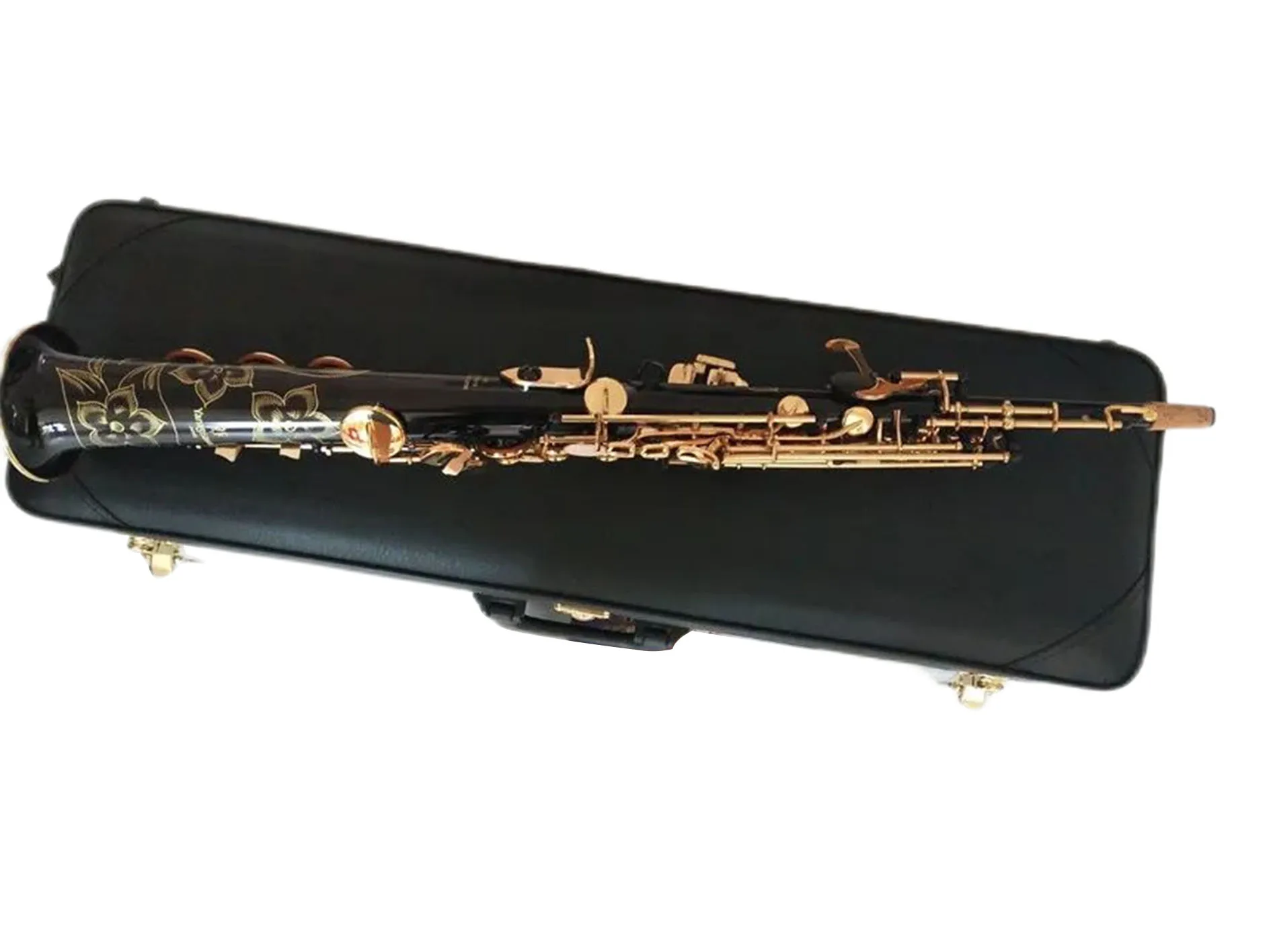 

New Straight Black Soprano Saxophone S-901 B Tune musical instruments Lacquered Gold professional-grade Free With mouthpiece