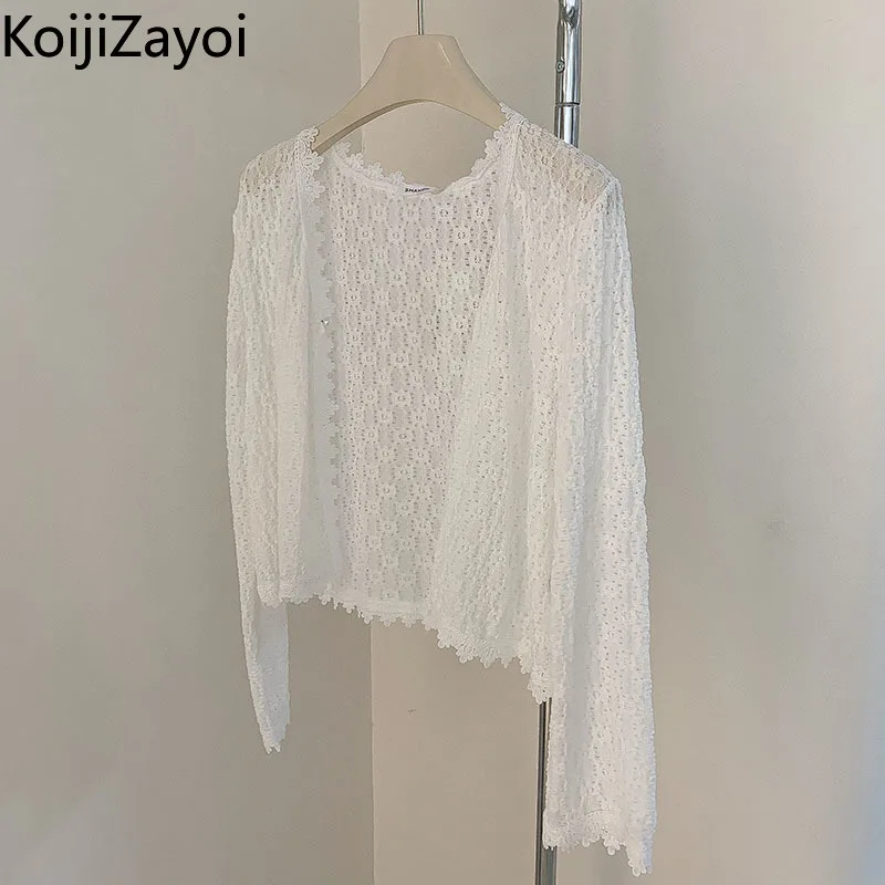 

Koijizayoi Spring Autumn 2022 Women Solid Cardigan Knitted Office Lady Chic Casual Kardigan Thin Tops Women Clothes Cardigans