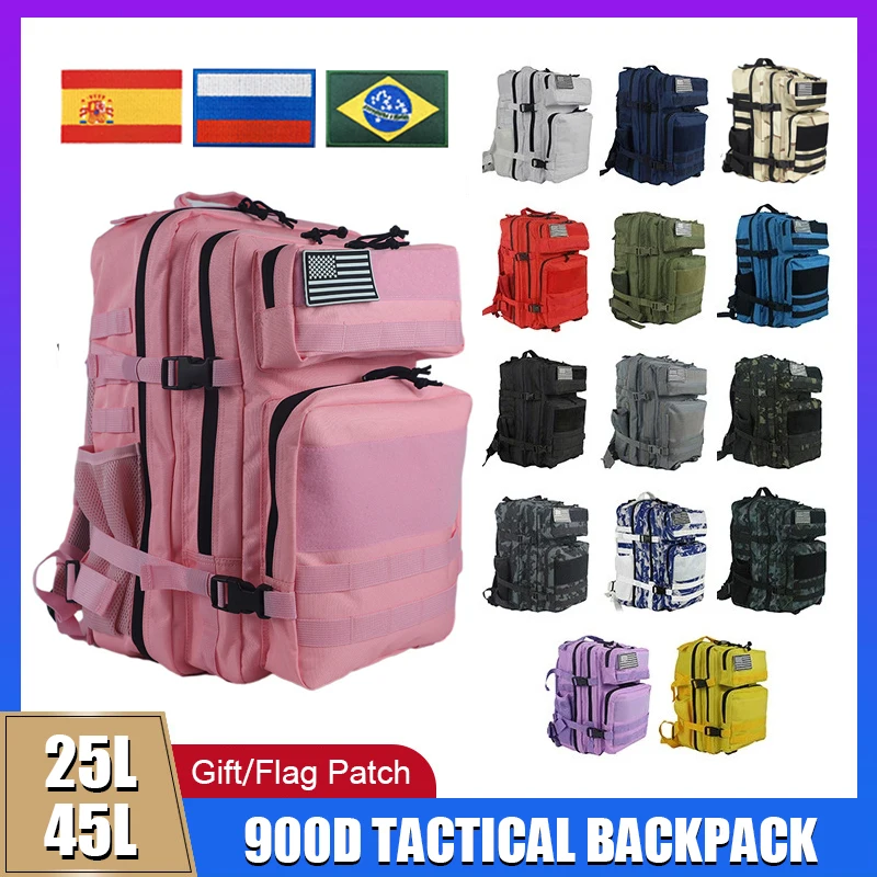 

25L/45L 3P Tactical Backpack for Men Women Pink Outdoor Camping Hunting Accessories Military Army Molle Rucksacks Assault Bag