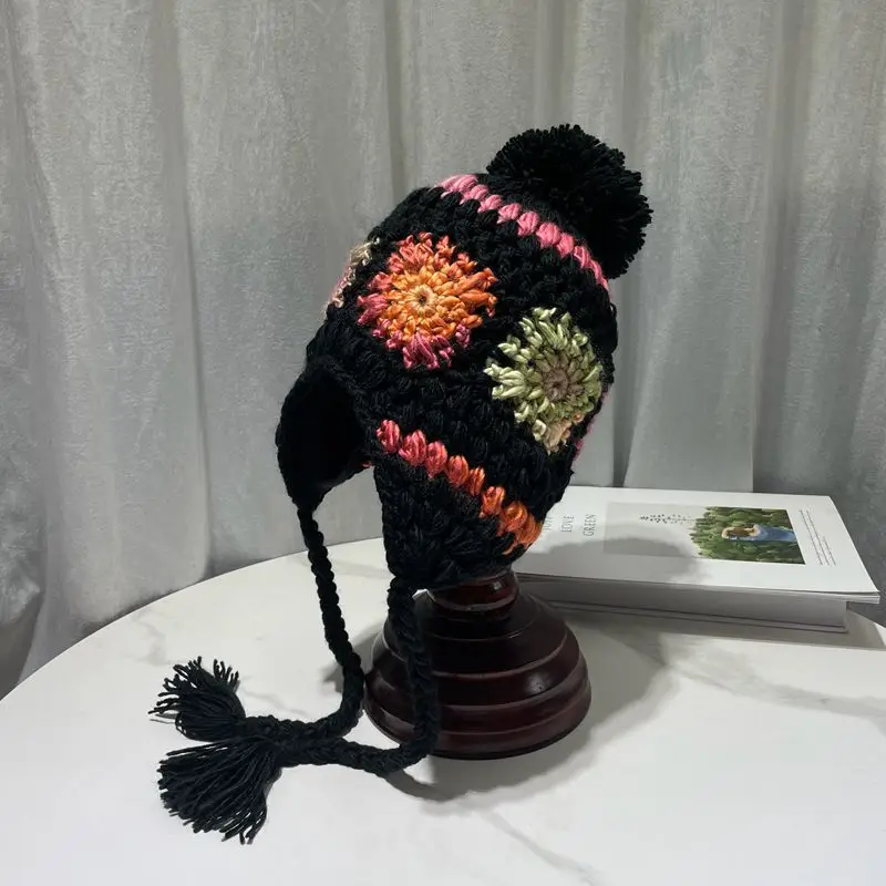 Women's Crochet Flower Beanie Hat Autumn Winter Korean Handmade Women Girl Warm Knitted Ear Protection Bomber Cap
Women's Crochet Flower Beanie Hat Autumn Winter Korean Handmade Women Girl Warm Knitted Ear Protection Bomber Cap