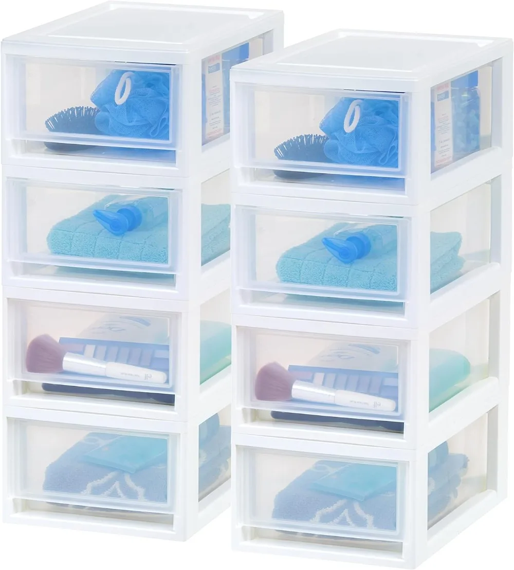 

IRIS USA 6 Qt. Stackable Storage Drawer,8 Pack, Plastic Drawer Organizer with Clear Doors for Pantry, Closet, Desk, Kitchen