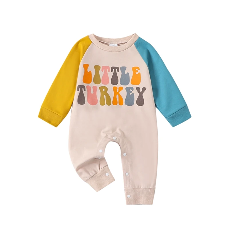 

Omkzanbi My First Thanksgiving Day Baby Girl Boy Outfit Gobble Jumpsuit Turkey Romper Long Sleeve Infant Fall Bodysuit