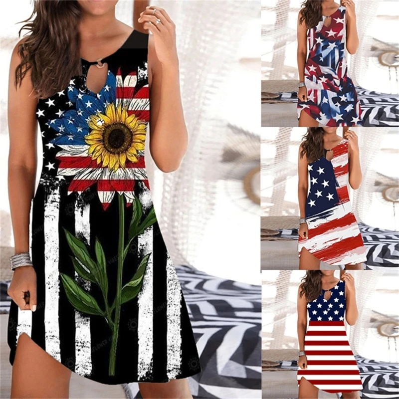 Womens Sleeveless Independence Day Print A-line Dress Casual Summer Midi Dress P8DB
Womens Sleeveless Independence Day Print A-line Dress Casual Summer Midi Dress P8DB