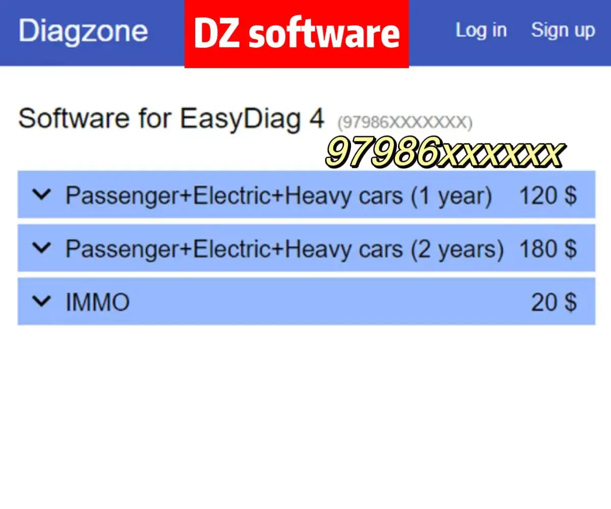 

1 год 2 года, программное обеспечение Diagzone Pro, подписка на открытое программное обеспечение для Easydiag 4, TD(97986), Golo Master 4(97977)