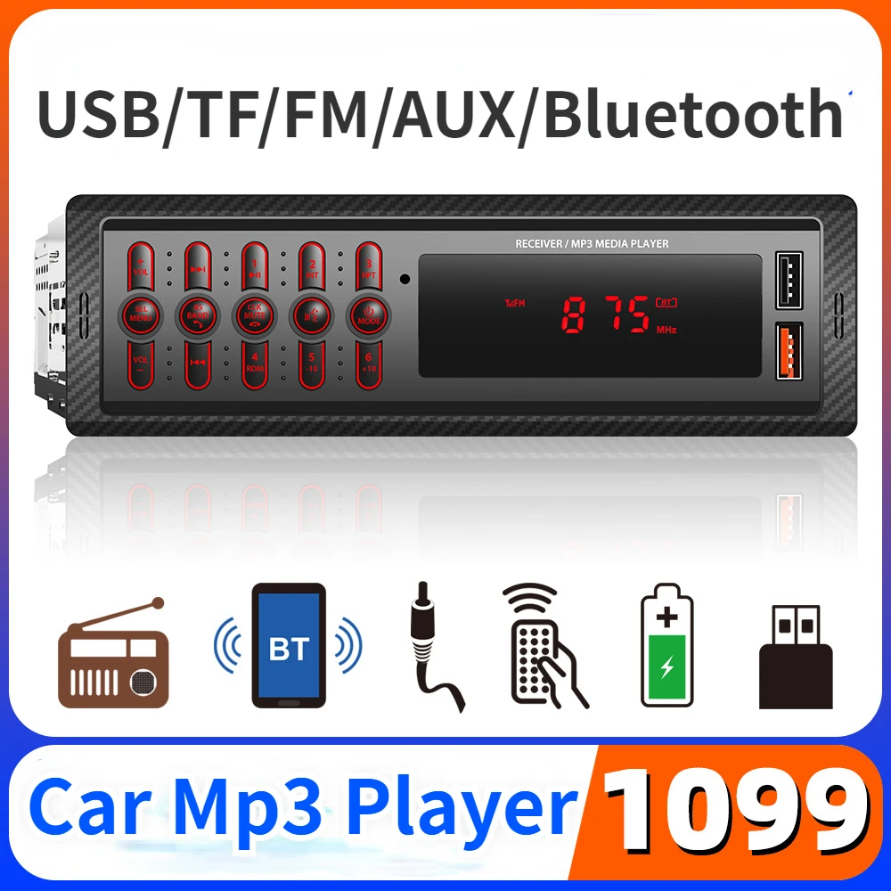(Прямые продажи с фабрики) 1099 Автомобильный MP3-плеер Стерео 60 Вт * 4 12 в автомобильный USB/TF/FM/AUX Bluetooth аудио радио
(Прямые продажи с фабрики) 1099 Автомобильный MP3-плеер Стерео 60 Вт * 4 12 в автомобильный USB/TF/FM/AUX Bluetooth аудио радио