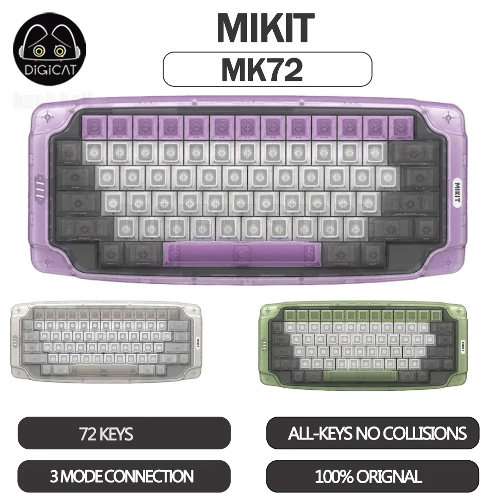 

MIKIT Mk72 Mechanical Keyboard Kit 3Mode USB/2.4G/Bluetooth Wireless Keyboard Shell ABS Custom RGB Backlit Retro Keyboard Gifts