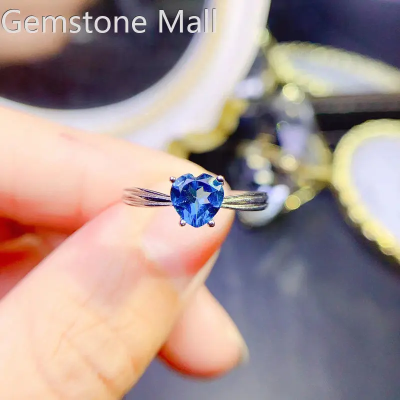 

Классическое кольцо с драгоценным камнем в форме сердца, 6 мм, класс VVS, кольцо с натуральным топазом, однотонное серебро 925 пробы, фотосессия для повседневной носки