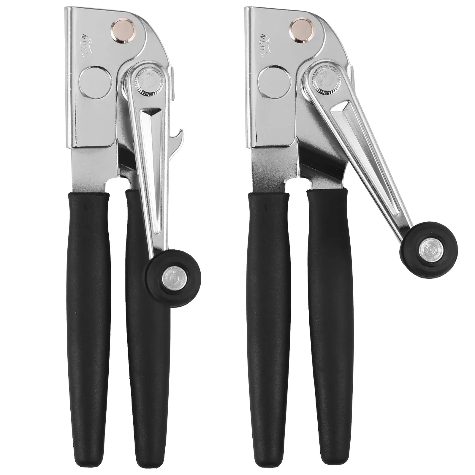 

2Pcs Hand Crank Can Opener with Ergonomic Handle Stainless Steel Manual Bottle Opener Smooth Edge with Sharp Blades Labor Saving