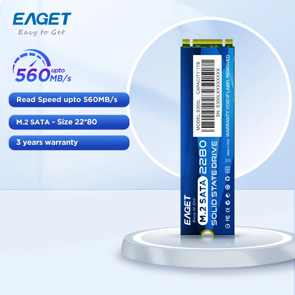 

EAGET M.2 SATA 3 SSD Hard Disk Drive NGFF 2280 6Gb 128GB 256GB 512GB 1TB 2TB Internal Solid State Drive Hard Disk for Laptop