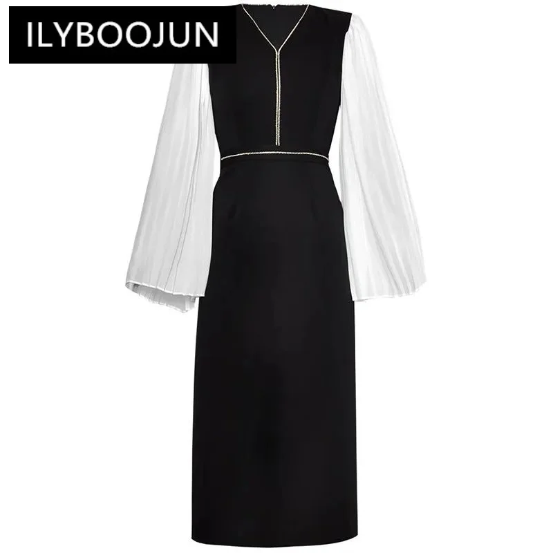 ILYBOOJUN модное женское Новое лоскутное Плиссированное элегантное винтажное платье миди с V-образным вырезом и длинными рукавами и бусинами на шнуровке
ILYBOOJUN модное женское Новое лоскутное Плиссированное элегантное винтажное платье миди с V-образным вырезом и длинными рукавами и бусинами на шнуровке