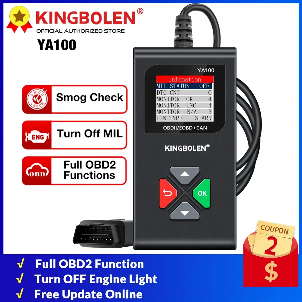 KINGBOLEN YA100 Car OBD2 Scanner YA-100 Code Reader for Check Engine Light O2 Sensor EVAP Test On-Board Monitor Test PK CR3001
KINGBOLEN YA100 Car OBD2 Scanner YA-100 Code Reader for Check Engine Light O2 Sensor EVAP Test On-Board Monitor Test PK CR3001