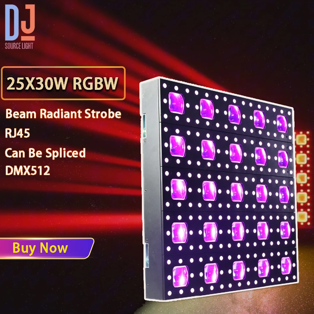 

RJ45 LED 25X30W RGBW Matrix Light Pixel Strobe Stage Lights Horse Racing Rainbow Effect DMX512 DJ Disco Party Club Stage Effects