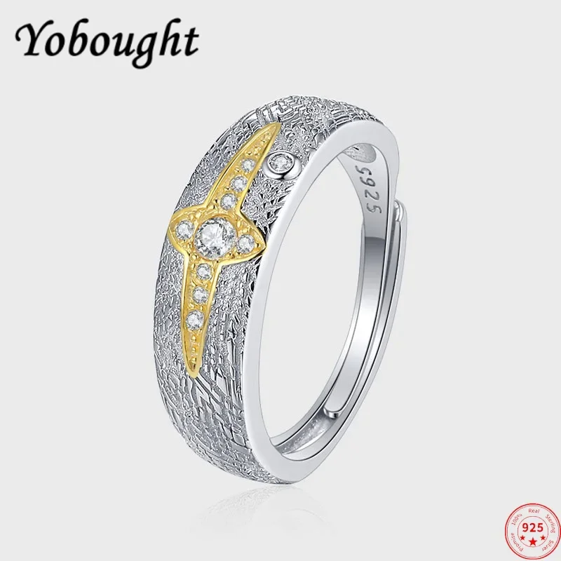

S925 sterling silver rings for Women New Fashion electroplated gold platinum cross texture inlay zircon punk jewelry lover gift