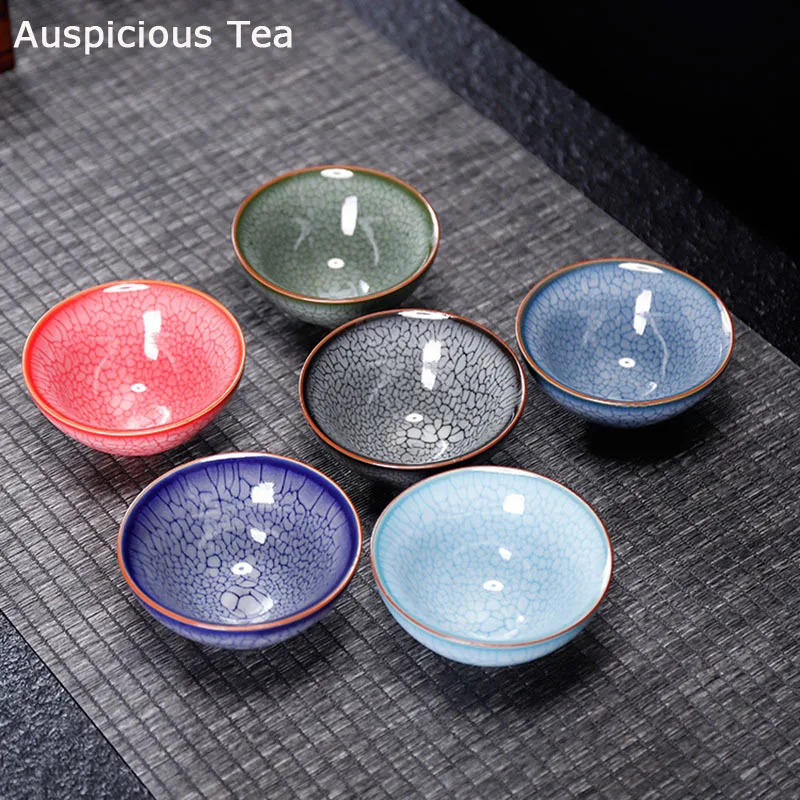 

Boutique Kiln Change Temmoku Glaze Crab Claw Stripes Ceramics Tasting Cup Handmade Kungfu Teaset Household Accessories Drinkware