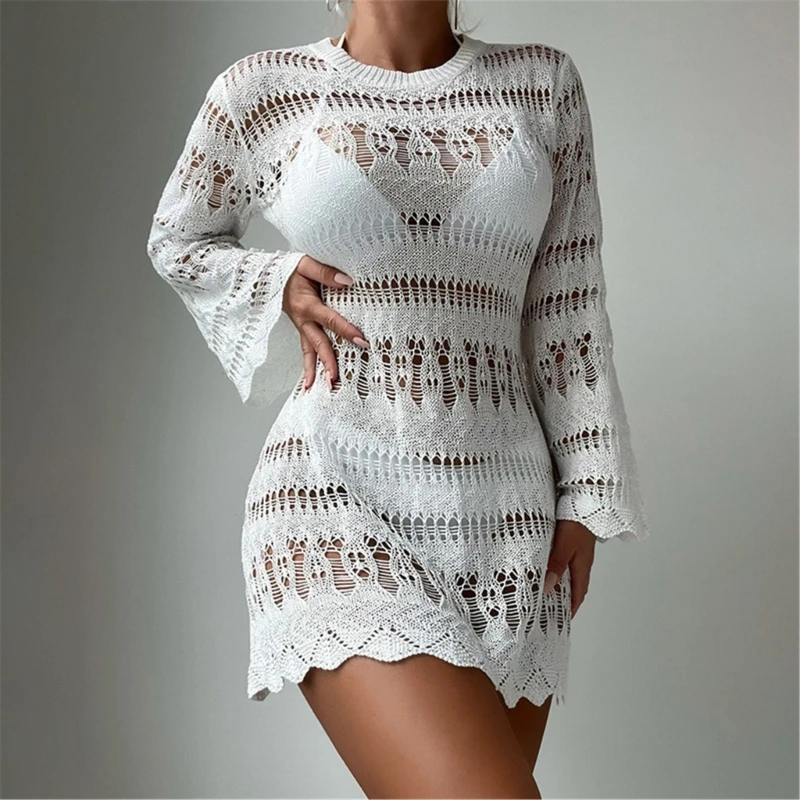 Hollow Out Crochet Beach Wrap Dress Long Sleeve Swimsuit Wrap Dress Women Bathing Suit Coverup Dress for Beach Parties
Hollow Out Crochet Beach Wrap Dress Long Sleeve Swimsuit Wrap Dress Women Bathing Suit Coverup Dress for Beach Parties