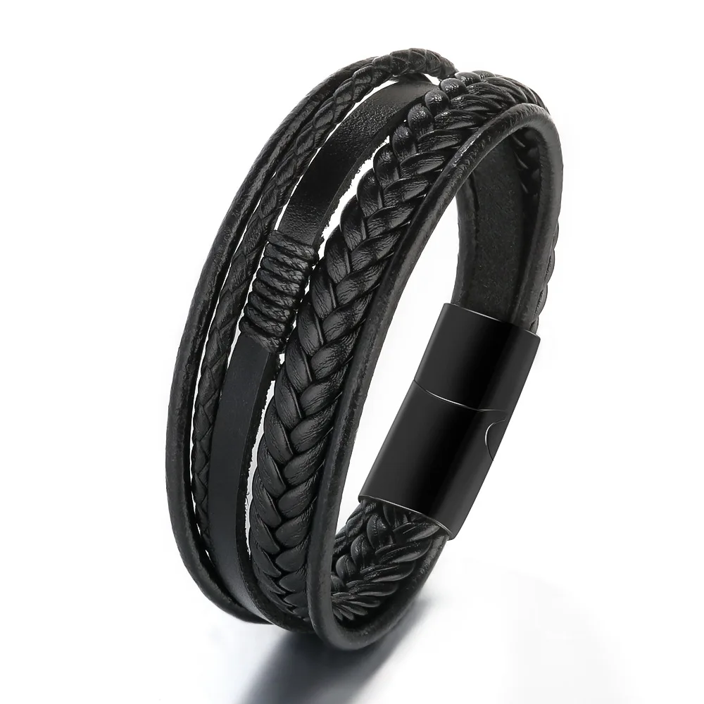 Vintage Mutilayer Mens Bracelet Hand-Woven Leather Fashion Jewelry Classic Simple Boyfriend Gift Bangles Wholesale Price |