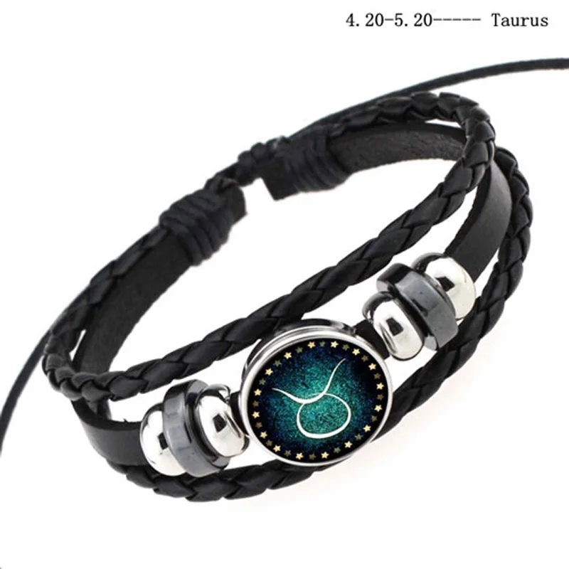 12 Constellation Bracelets Men Snap Charm Leather Bracelets Braided Horoscope Bracelets Women Girls Fashion Jewelry Gifts 12 Constellation Bracelets Men Snap Charm Leather Bracelets Braided Horoscope Bracelets Women Girls Fashion Jewelry Gifts