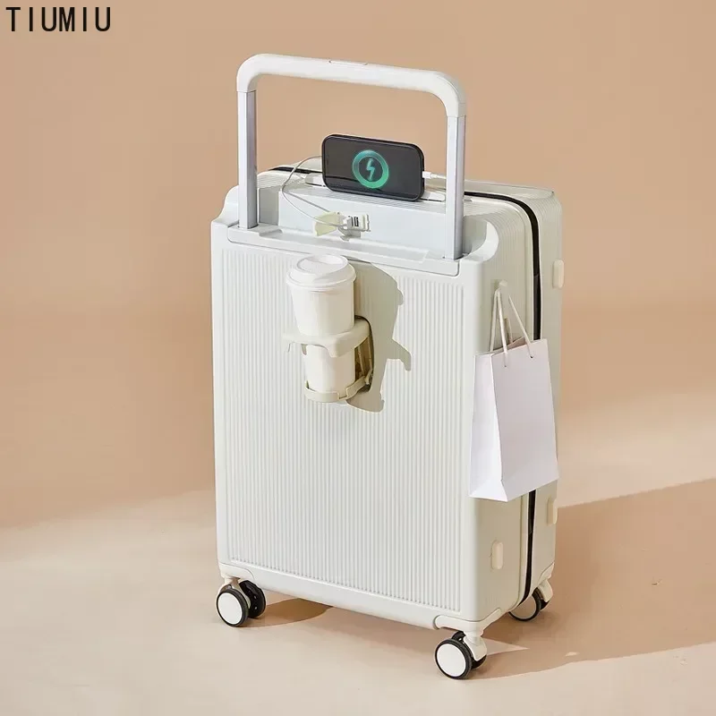 

20"22"24"26 Inch Luggage Thickened Trolley Case Multifunctional Ladies Wide Trolley Boarding Box Rolling Suitcase 트렁크를 굴리다