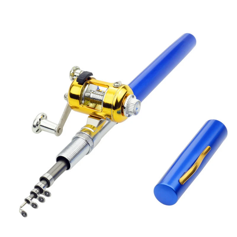 

Mini Fishing Rod Portable Pocket Telescopic Pole Pen Shape Folded Fishing Rod With Reel Wheel For Outdoor River Lake Fishing