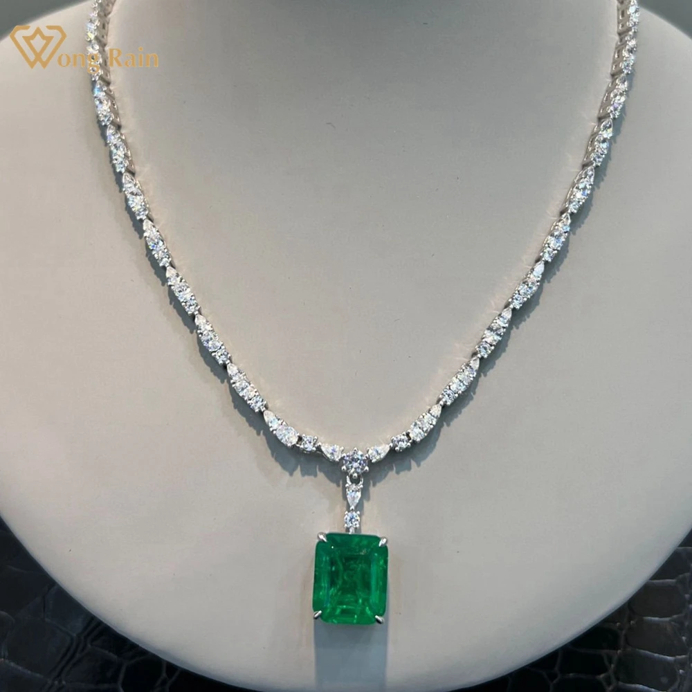 Wong Rain 100% 925 Sterling Silver 12*14 MM Emerald High Carbon Diamond Gems Necklace Pendant Vintage Jewelry Anniversary Gifts
Wong Rain 100% 925 Sterling Silver 12*14 MM Emerald High Carbon Diamond Gems Necklace Pendant Vintage Jewelry Anniversary Gifts