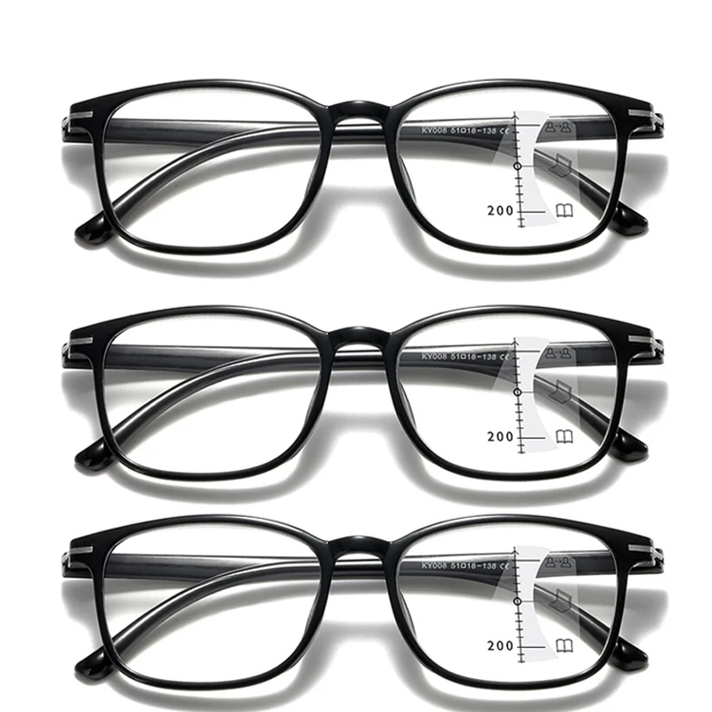 

Anti-blue Multifocal Reading Glasses Men Women Trendy Square Frame Presbyopia Glasses Retro Classic Near Far Eyeglasses +1.0+4.0