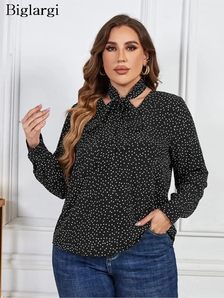 Plus Size Summer Tops Women Polka Dot Black Long Sleeve Casual Fashion Ladies Blouses Loose Woman Tops 2023
Plus Size Summer Tops Women Polka Dot Black Long Sleeve Casual Fashion Ladies Blouses Loose Woman Tops 2023